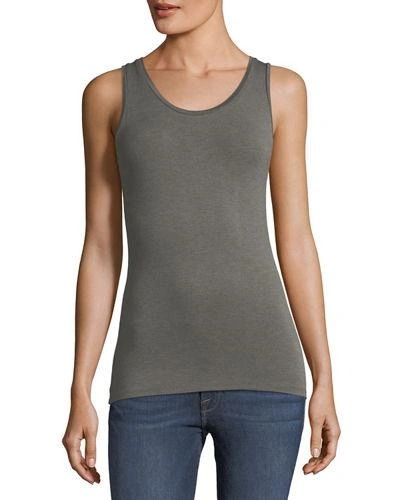 Majestic Soft Touch Scoop-neck Tank In Militaire