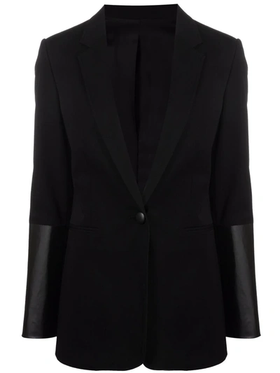 Helmut Lang Contrast-panel Single-breasted Blazer In Blk