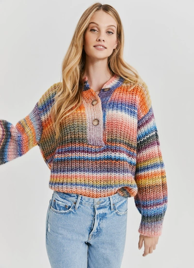 Something Navy Ombre Henley Sweater In Rainbow/multi | ModeSens