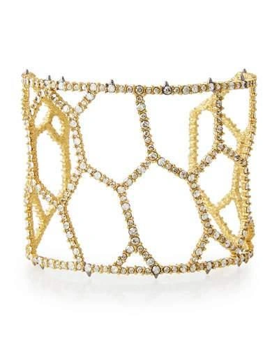 Alexis Bittar Crystal Honeycomb Cuff Bracelet In Gold