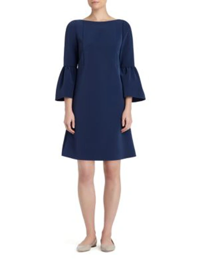 Lafayette 148 Marisa Bell-sleeve Shift Dress In Blue