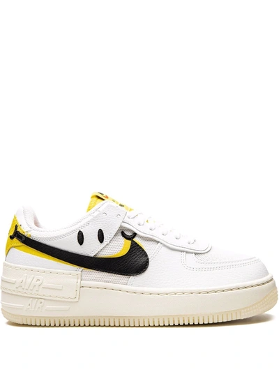 Nike Air Force 1 Shadow Sneakers In White/ Black/ Yellow Strike