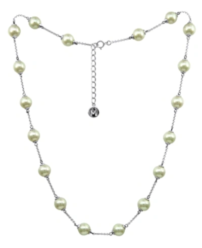 Majorica Sterling Silver Necklace, Organic Man-made Pearl Illusion In White