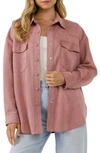 Free The Roses Faux Suede Oversized Shirt In Pink