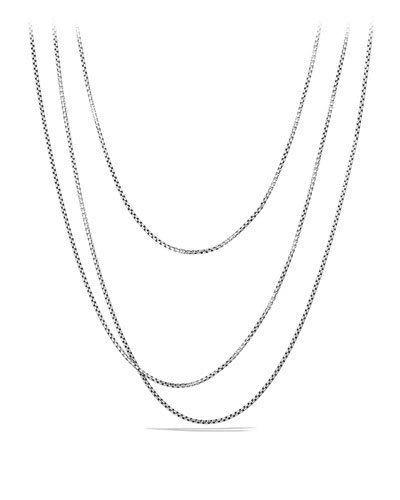 David Yurman Small Box Chain Necklace With An Accent Of 14k Gold 2.7mm, 72 In Silver
