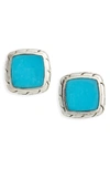 John Hardy Sterling Silver Classic Chain Stud Earrings With Turquoise In Blue/silver