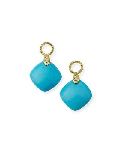 Jude Frances Lisse 18k Turquoise Cushion Earring Charms With Diamonds In Gold