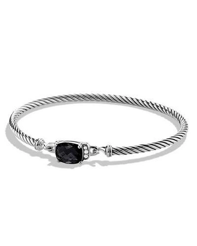 David Yurman Petite Wheaton Bracelet With Black Onyx And Diamonds