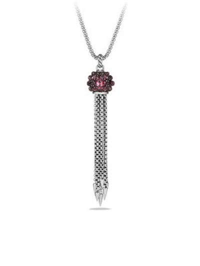 David Yurman Cable Berries Faceted Gemstones & Sterling Silver Tassel Necklace In Pink/silver