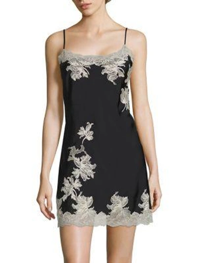 Natori Chantilly Lace-trimmed Chemise In Black