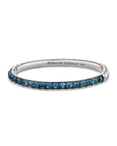 David Yurman Osetra Bangle Bracelet With Hampton Blue Topaz In Blue/silver