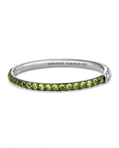 David Yurman Osetra Bangle Bracelet With Peridot In Green/silver