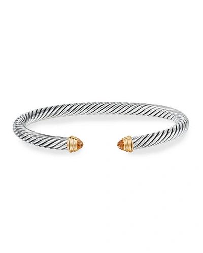 David Yurman Cable Classics Bracelet With Semiprecious Stones & 14k Gold, 5mm In Citrine