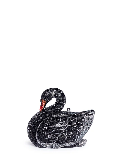 Judith Leiber 'swan' Crystal Pavé Minaudière In Black