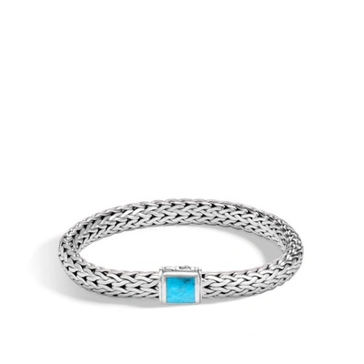 John Hardy Sterling Silver Classic Chain Medium Bracelet With Turquoise In Turquoise/silver