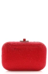 Judith Leiber Couture Crystal Embellished Slide Lock Clutch In Red