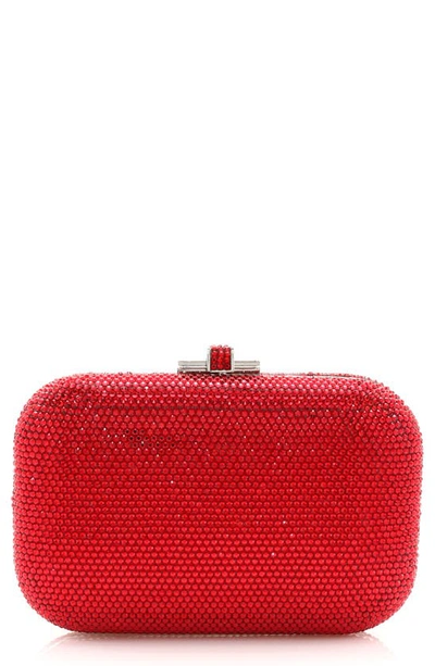 Judith Leiber Couture Crystal Embellished Slide Lock Clutch In Red