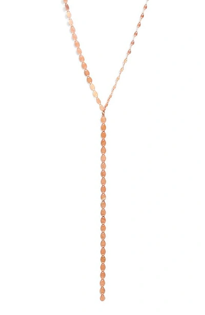 Lana Nude Lariat Disc Necklace In Rose Gold