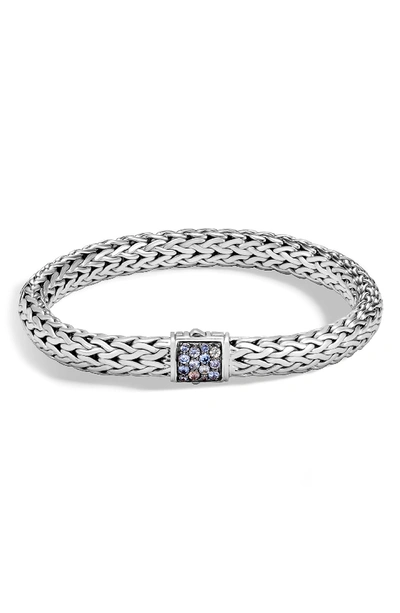 John Hardy Sterling Silver Classic Chain Medium Bracelet With Mixed Grey Sapphire In Gray/silver