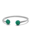 David Yurman Osetra End Station Bracelet With Faceted Gemstones In Green/silver