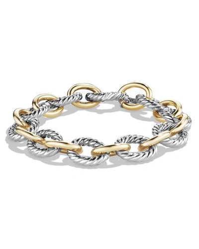 David Yurman Women's Large Oval Link Bracelet With 18k Yellow Gold In Silver/gold