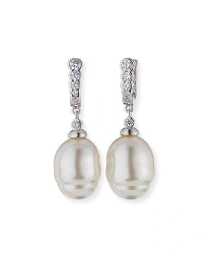 Majorica 14mm Simulated Baroque Pearl & Cubic Zirconia Drop Earrings In White