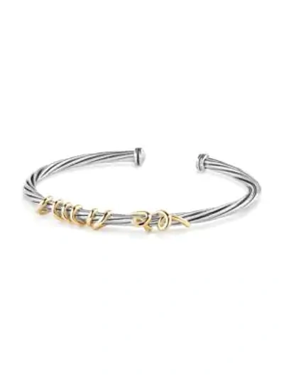 David Yurman Dy Whispers I Love You Cuff Bracelet In Gold/silver