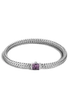 John Hardy Classic Chain Sterling Silver Lava Extra Small Bracelet With Amethyst In Purple/silver