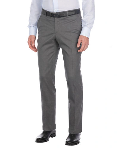 Isaia Comfort Wool-blend Dress Pants In Gray