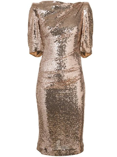 Talbot Runhof Metallic Fitted Dress