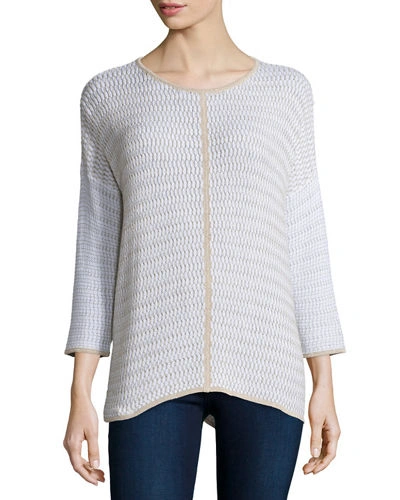 Belford Long-sleeve Oversized Pullover W/ Trim In Sand/white