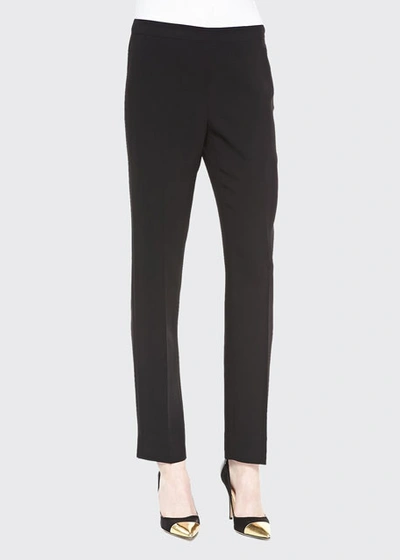 Lafayette 148 Luxe Stretch Crepe De Chine Studio Pant In Black