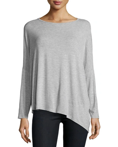 Majestic Long-sleeve Asymmetric Tee In Gris Chine