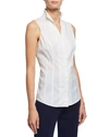 Misook Plus Size Sleeveless Stretch-cotton Shirt In White