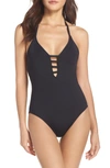 La Blanca Caged Strap One-piece Swimsuit In Black