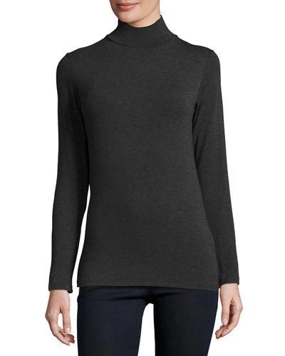 Majestic Soft Touch Mock Turtleneck Top In Anthracite