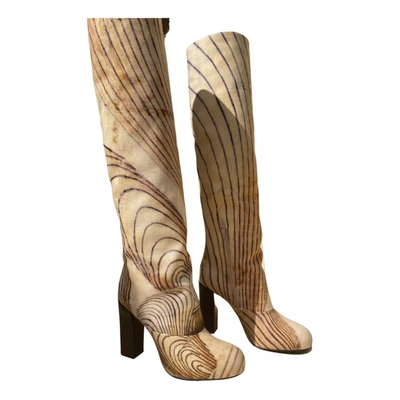 Pre-owned Lemaire Cloth Boots In Beige