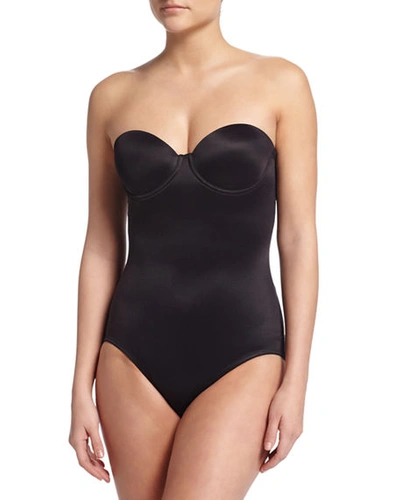 Tc Shapewear Sheer Bodybriefer Strapless Shaping Bodysuit In Black