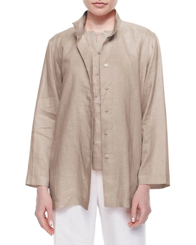 Go Silk Plus Size Linen Button-front Jacket