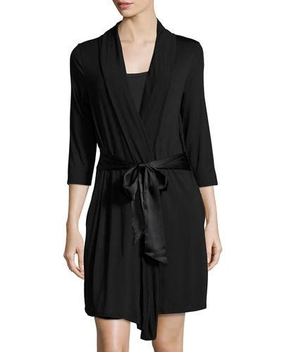 Fleur't Take Me Away Travel Robe With Silk Inset Belt And Hidden Pockets In Black