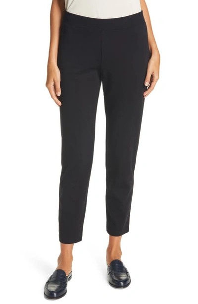Eileen Fisher Flex Ponte Knit Ankle Pants In Charcoal