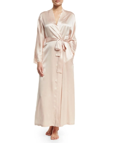 Christine Designs Bijoux Long Silk Robe In Light Pink