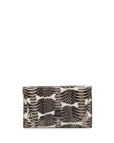 Akris Anouk Mini Watersnake Chain Envelope Clutch Bag, Ivory/black