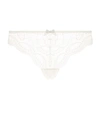 Simone Perele Eden Floral-lace Tanga Thong In Ivory