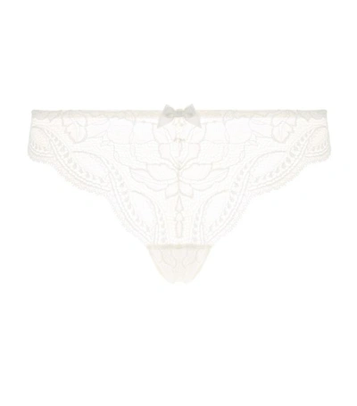 Simone Perele Eden Floral-lace Tanga Thong In Ivory