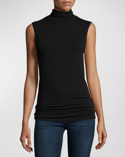 Majestic Soft Touch Sleeveless Stretch Turtleneck In Marine