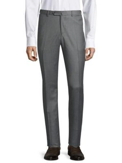 Isaia Regular-fit Wool Pants In Medium Grey