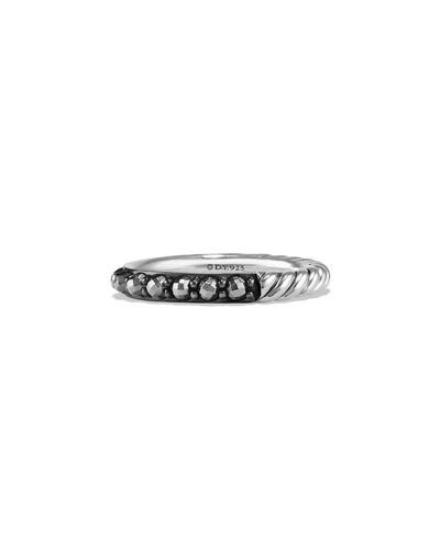 David Yurman Cable Berries Band Ring With Hematine In Black/silver