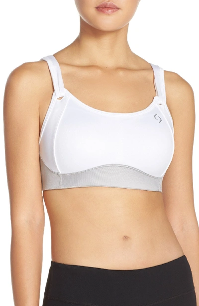 Brooks Moving Comfort 'fiona' Sports Bra In Sterling/ White