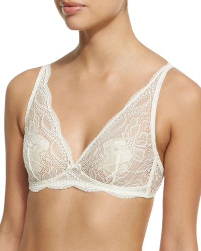 Simone Perele Eden Floral-lace Triangle Wire-free Soft Bra In Ivory